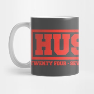 Hustle: 24/7, 365 (red text) Mug